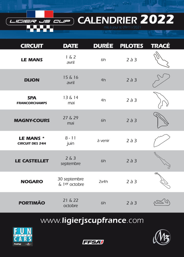 calendrier 2022 - JS CUP France